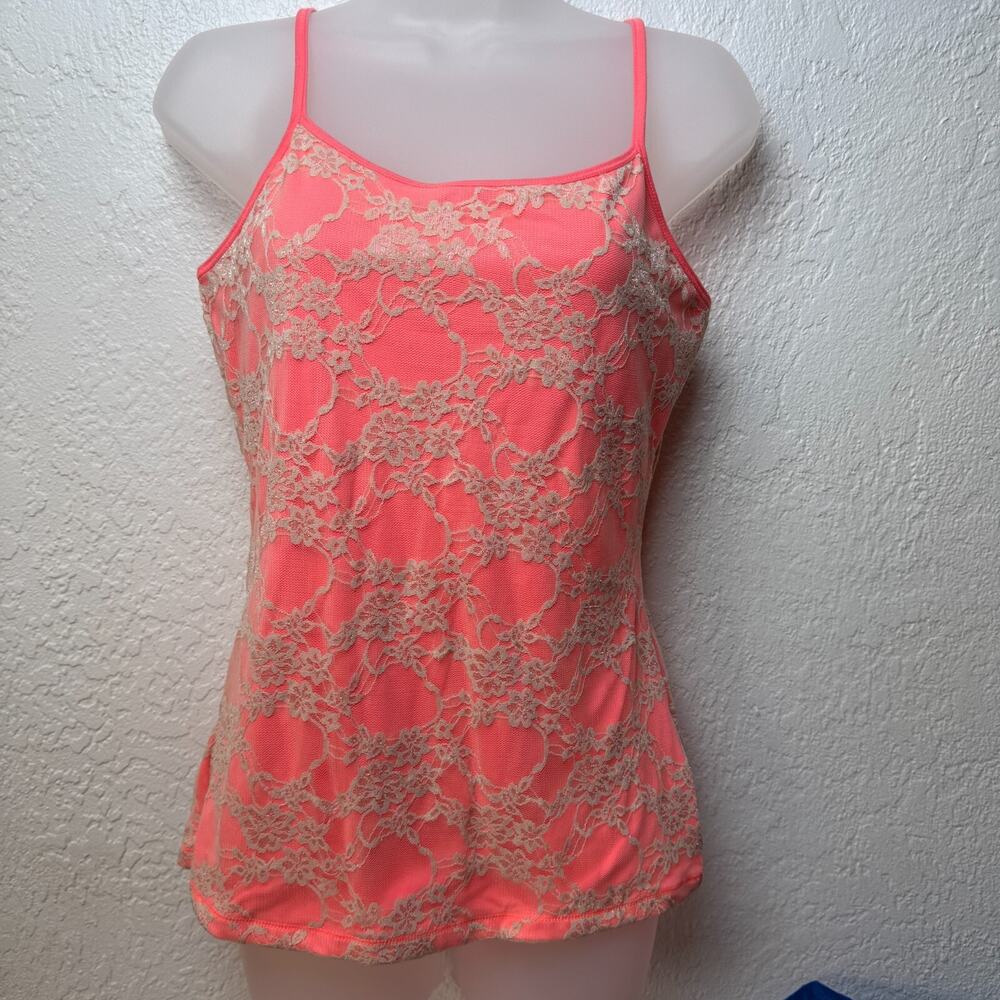 Y2K Express Womens Lace Overlay Sexy Stretch Cami Tank Shelf Bra Size M Fairy